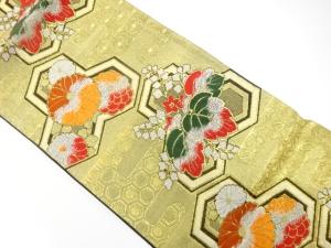 アンティーク　毘沙門亀甲に菊桐模様織り出し袋帯（着用可）